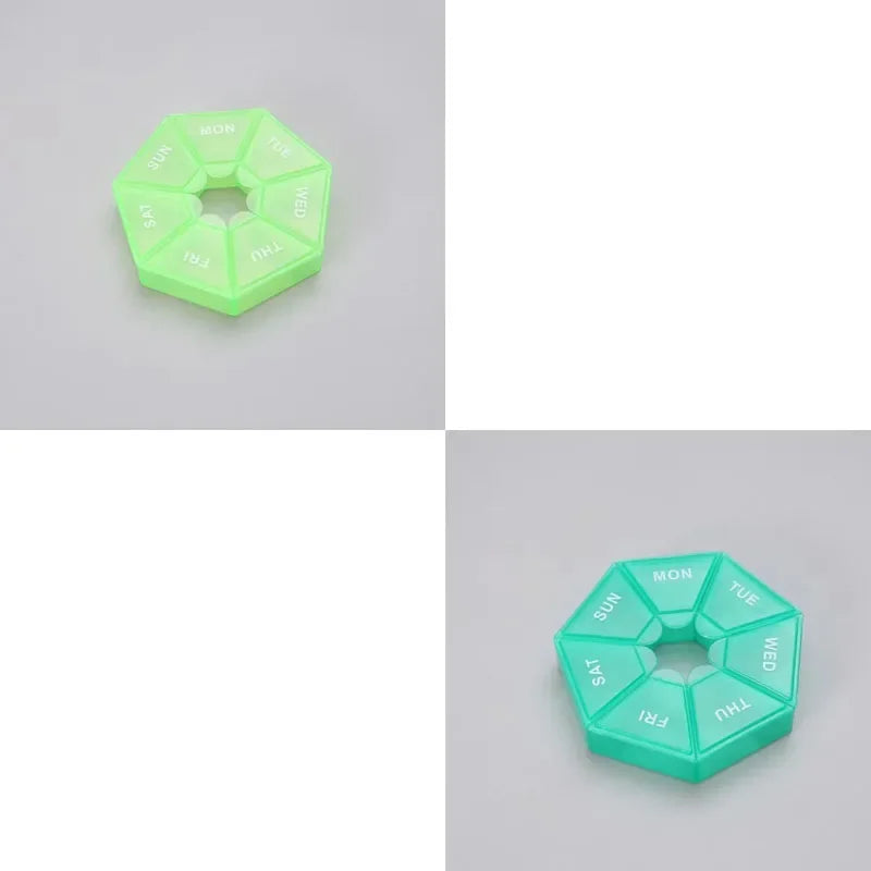 1/2/3Pcs A Week 7 Corners Pill Box Round 7 Boxes For One Week Small Pill Box Mini 7 Days Portable Points Medicine Jewelry Box