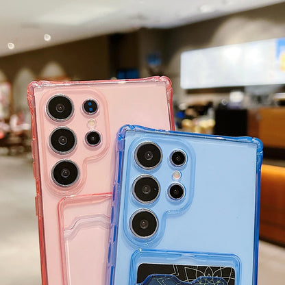 Phone Case For Samsung Galaxy S26 S25 S21 FE S22 S23FE S24 Plus Ultra Edge Clear Transparent Wallet Card Holder Silicone Cover
