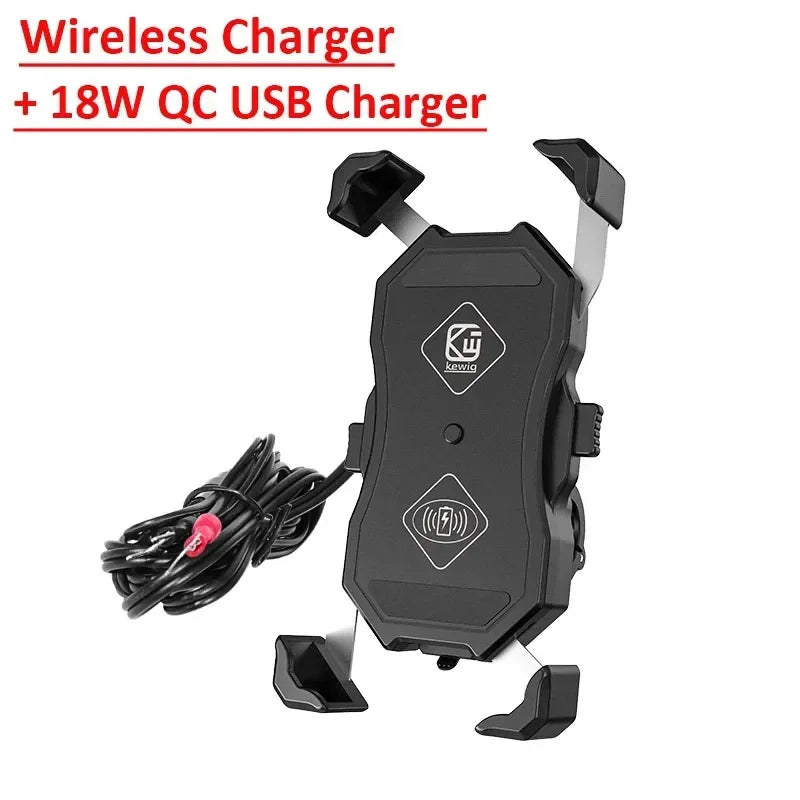 Motorcycle Phone Holder Quick USB Charger Fast Wireless Charging Moto Motorbike Mirror Stand Cellphone Handlebar Mount Support