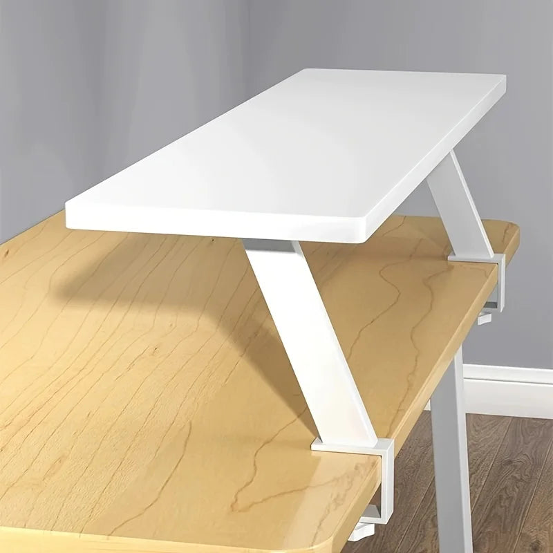 No-Drill Floating Desk Shelf - 3-Tier Solid Wood Wall Organizer | Tool-Free Installation for Home Office, Dorm Room Holds Books