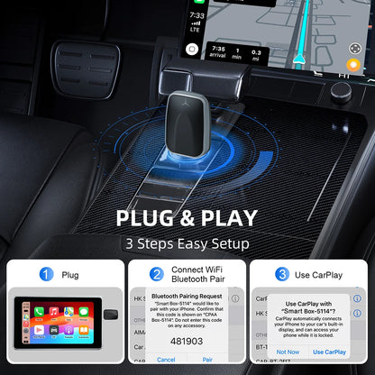 2 In 1 Wired To Wireless Carplay Android Automatic Adapter Car Gadget Smart Box Plug and Play 5Ghz Wifi Fast Connection