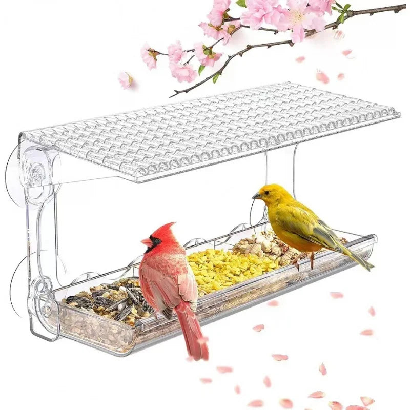 Window Bird Feeder Outdoor Transparent with Strong Suction Cup Automatic Feeding Leak-Proof Design Courtyard Balcony Bird Feedin