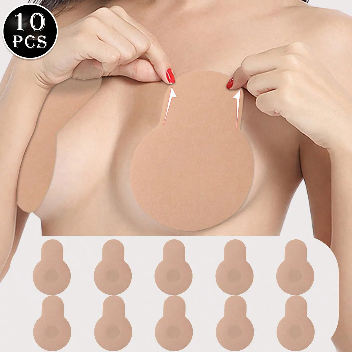 10Pcs Women Push Up Bras Sticky Self Adhesive Strapless Invisible Bra Reusable Sticky Breast Lift Tape Nipple Stickers Cover