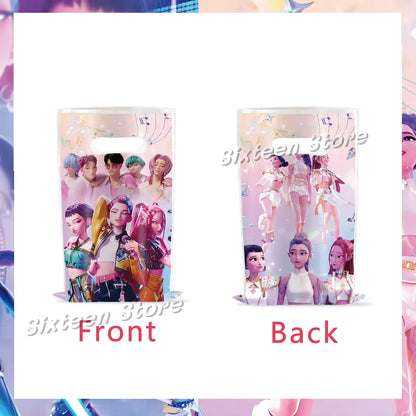 Hot K-pop Birthday Party Favors Cartoon Kids Gift -Reusable Straw Stamp sticker Bracelet Keychain Pin Badge Game Reward Souvenir