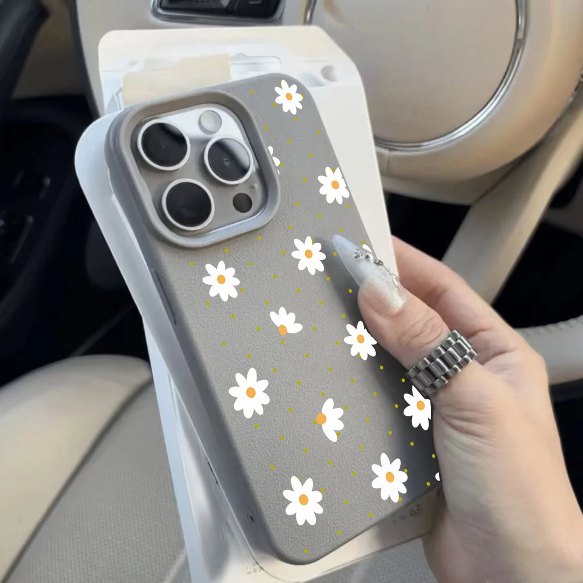 Phone Case For IPhone 17 Air 16E 11 12 14 13 15 16 17 Pro Max IPhone17 Cute Flowers Floral Love Heart Silicone Leather PU Cover