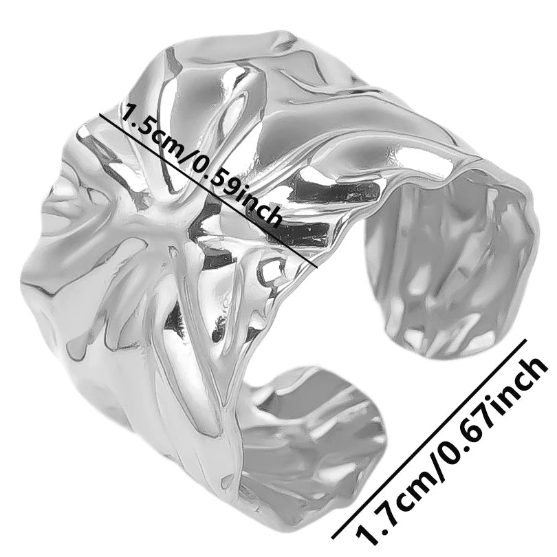 Stainless Steel Chunky Open Ring – Vintage Hollow Multi-Layer Design