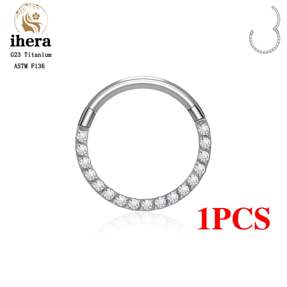 1/10PCS G23 Titanium Nose Rings – Septum Clicker, Cartilage, Tragus, Helix Earrings, 16G 18G CZ