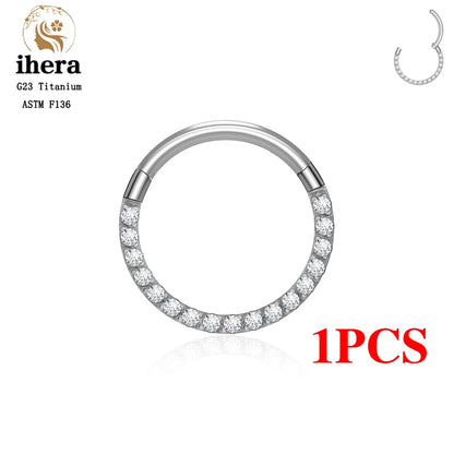1/10PCS G23 Titanium Nose Rings – Septum Clicker, Cartilage, Tragus, Helix Earrings, 16G 18G CZ