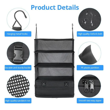 3-in-1 Travel Clothes Storage Hanging Bag - Large Capacity Garment Organizer for Underwear, Socks & Clothes, Hanging Design