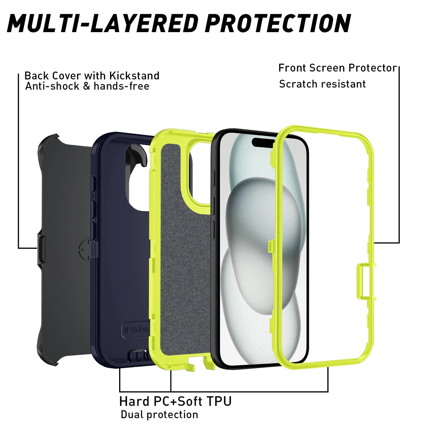 Armor Shockproof iPhone Case – Hard PC + TPU Back Cover