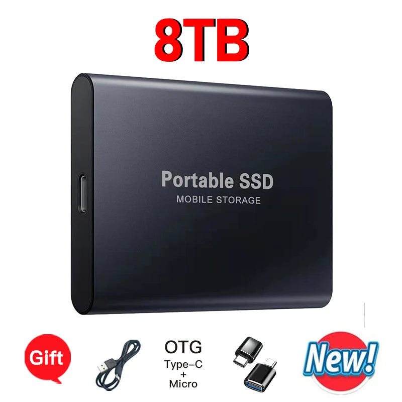 16TB Mass Storage Portable SSD 1TB 2TB 4TB 8TB USB3.2 External Hard Drive High Speed Solid Disk for All Devices