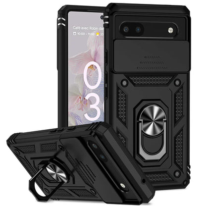 Slide Camera Protect Cover For Google Pixel 6 7 8 Pro Pixel8 Magnetic RIng Holder Shockproof Armor Phone Case For Pixel 6A 7A 8A
