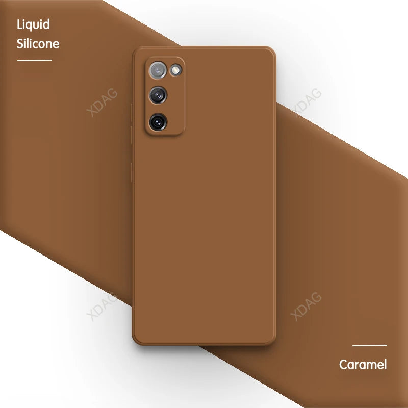 Straight Edge Housing for Samsung Galaxy S20 FE S20FE Plus Ultra 5G Plain Candy Color Soft Liquid Silicone Phone Case Back Cover