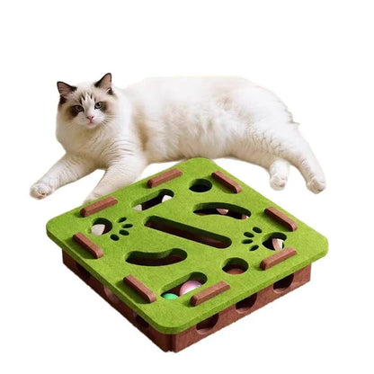Indoor Cat Puzzle Toy Felt Exercise Box with Ball - Entertainment And Hunting Simulation for Cats Sports And Entertainment