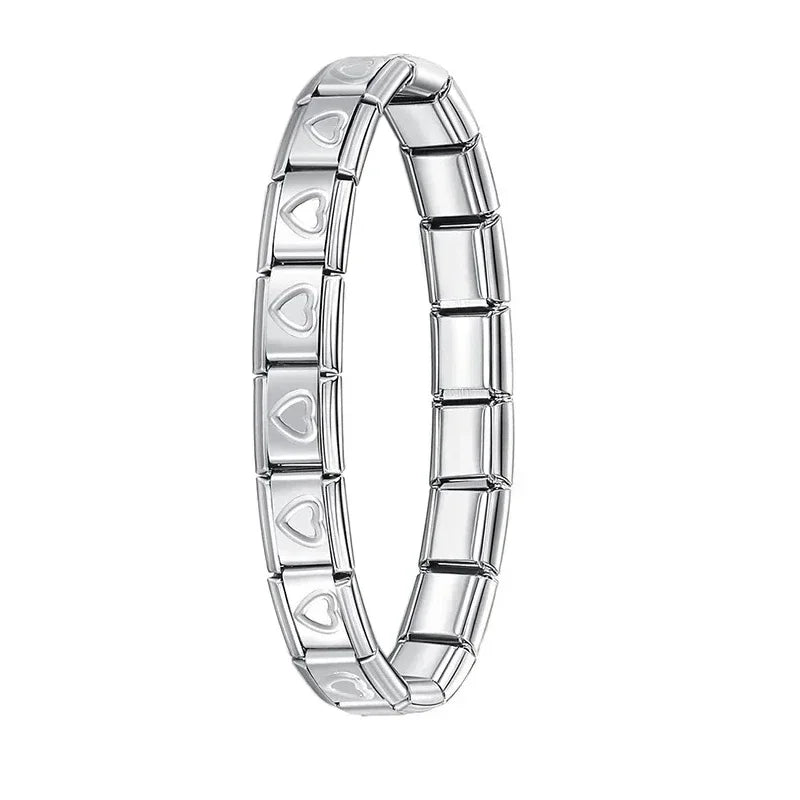Hapiship Italian Elastic Charm Bracelet – 9mm Stainless Steel Fashion Bangle for Women & Men