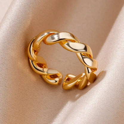 Stainless Steel Heart Ring for Women – 18K Gold Plated, Zircon Inlay, Vintage Waterproof Wedding Jewelry Gift