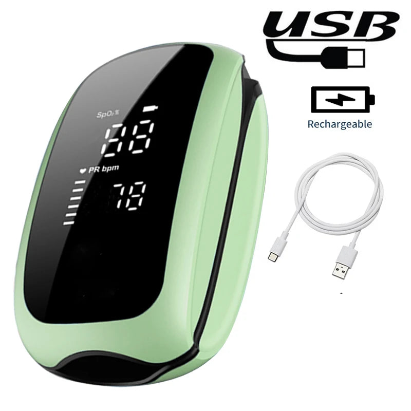 Rechargeable Medical Oximeter Strap Lanyard Fingertip Pulse Oximeter Blood Oxygen Saturation Monitor Digital LED Display Child