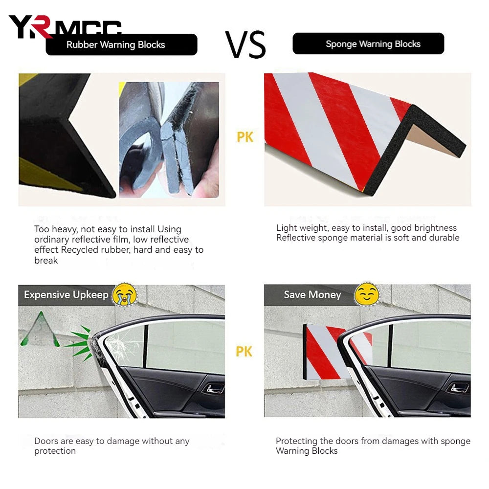 4PCS Garage Wall Protector Door Bumper Foam Car Stickers Parking Protector Exterior Anti-collision Adhesive Scratch Warning Sign