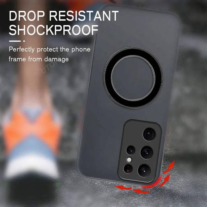 Stylish Magnetic Matte Phone Case for Samsung Galaxy S26 S25 S25FE S25edge S24 S23 S21 S20 FE Plus Ultra Hard Case Shock Proof