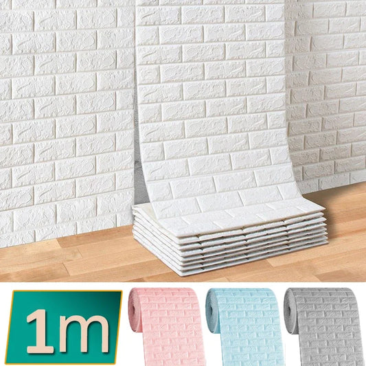 3D Brick Pattern Peel & Stick Foam Wallpaper – 70cm x 1m