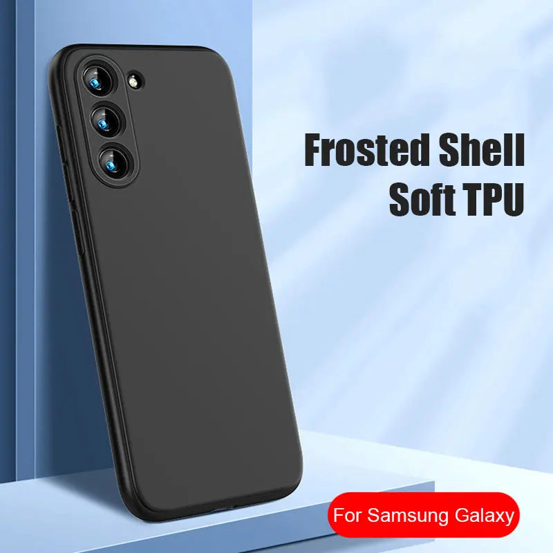 Black Phone Case For Samsung Galaxy S25 S24 Ultra S23 Fe S22 Plus S25 Edge Matte Soft Case For Samsung A56 A36 A26 A16 A06 Cover