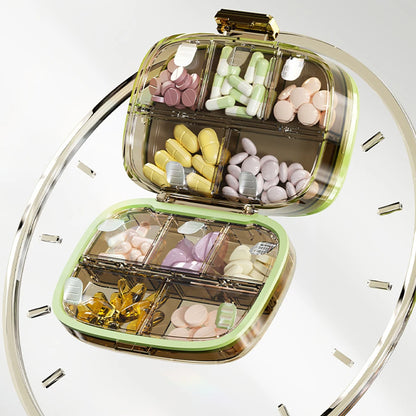 1PCS Travel Pill Organizer with 3 Layer Folding Design,10 Large Compartments Daily Pill Box,Portable Pill Case for Purse Pocket