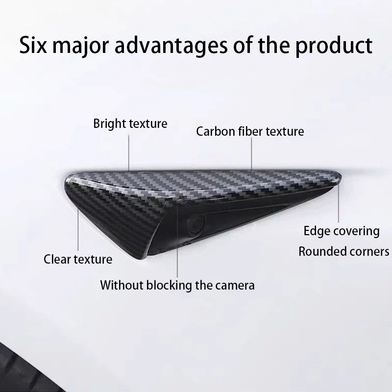 ABS Carbon Pattern Side Camera Cover For Tesla Model 3 Highland 2024 Model Y Juniper 2026 ABS Leaf Board Sticker Accessories