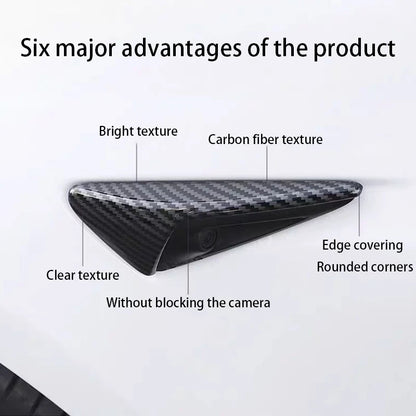 ABS Carbon Pattern Side Camera Cover For Tesla Model 3 Highland 2024 Model Y Juniper 2026 ABS Leaf Board Sticker Accessories