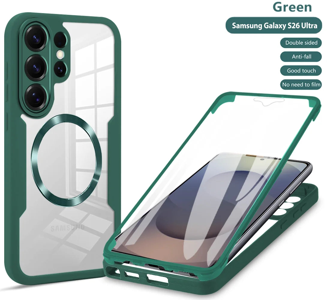 360 Full PTE Protection Screen Clear Magnetic Case For Samsung Galaxy S26 S25 Edge S24 S23 S22 Ultra PLUS FE A07 A56 A36 A26 A16