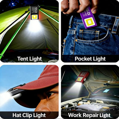 Mini COB LED Flashlight USB C Rechargeable Powerful Work Light  with Clip Magnet Waterproof EDC Camping Walking Pocket Lamp