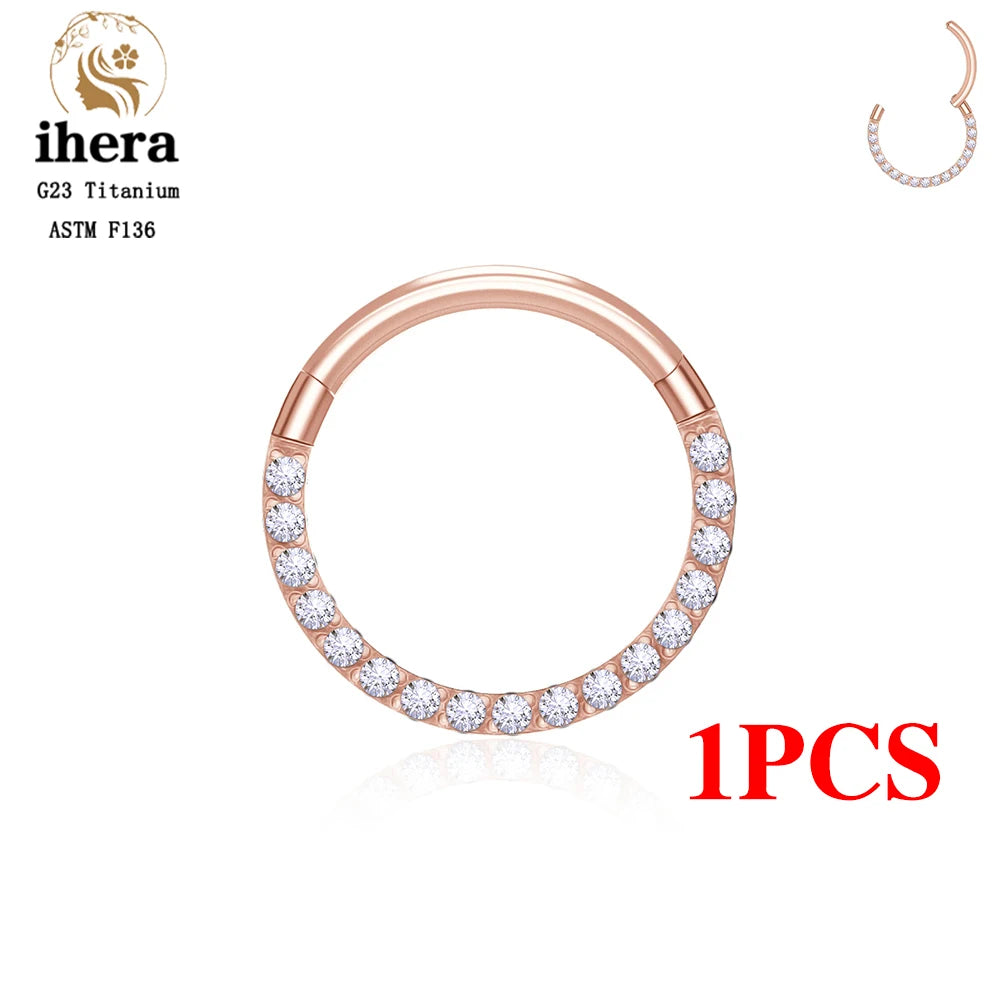 1/10PCS G23 Titanium Nose Rings – Septum Clicker, Cartilage, Tragus, Helix Earrings, 16G 18G CZ