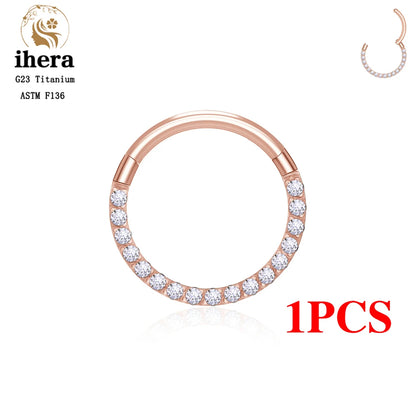 1/10PCS G23 Titanium Nose Rings – Septum Clicker, Cartilage, Tragus, Helix Earrings, 16G 18G CZ