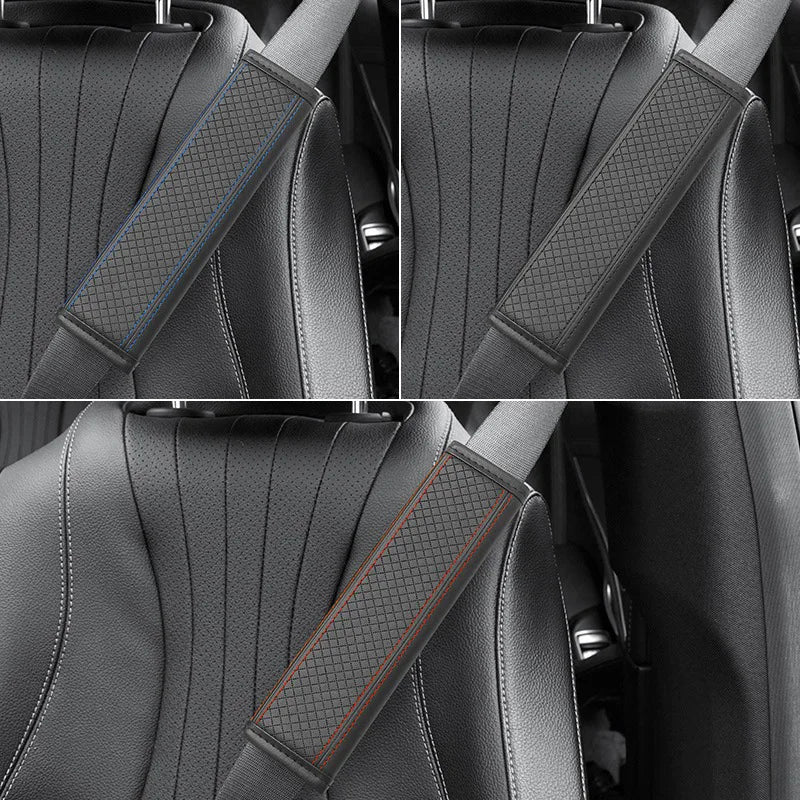 1PCS Car Seat Belt Protective Cover Anti-neck Strangling Skin-feel Leather Fine Hole Car Seat Belt Shoulder Guard Cover