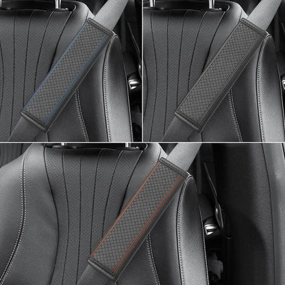 1PCS Car Seat Belt Protective Cover Anti-neck Strangling Skin-feel Leather Fine Hole Car Seat Belt Shoulder Guard Cover