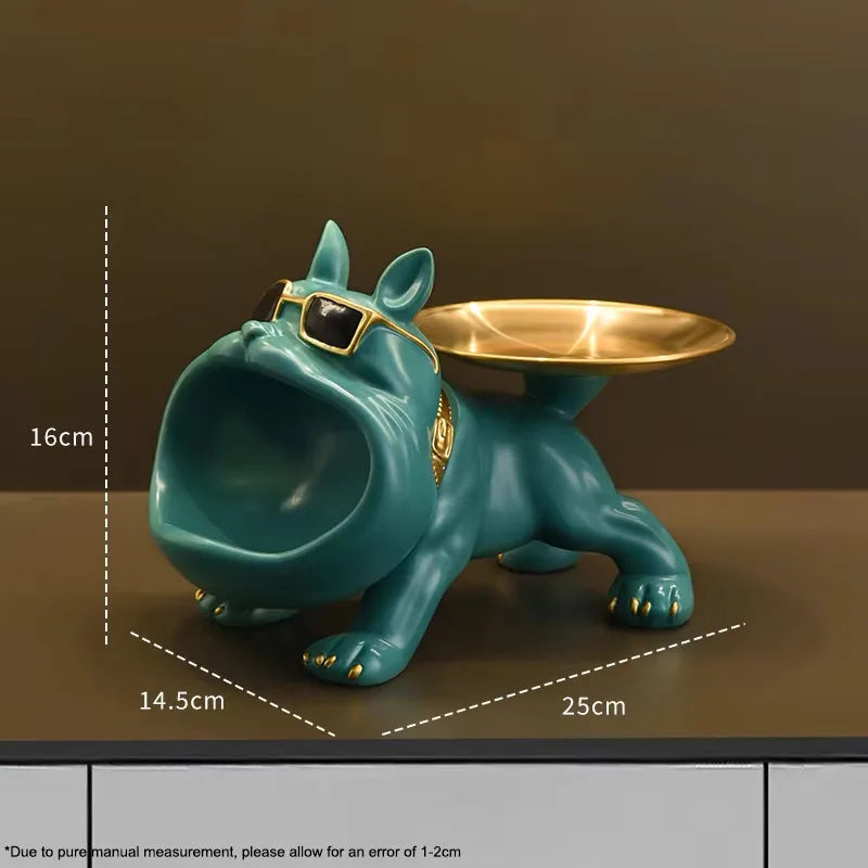 Resin Dog Statue Bulldog Statue Storage Tray Animal Decoration Resin Craft Art Sculpture Statue Dog Sculpture Home Decoration