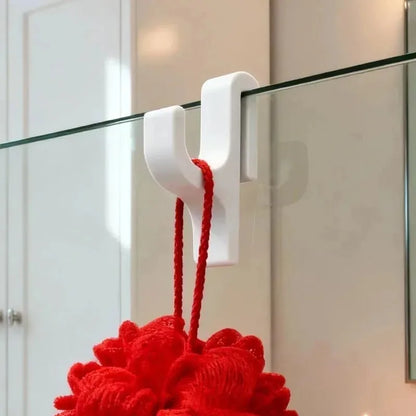 1-4PC 3D Shower Door Towel Hook Clamp On Shower Door Hook No-Drill Bathroom Hanger for Clothes Towel Bathrobes Home Organizer