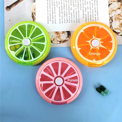 Portable Pill Box Weekly Rotating Split Fruit Points Drug Carry With You Mini Medicine Boxs Medicine Travel Pillbox