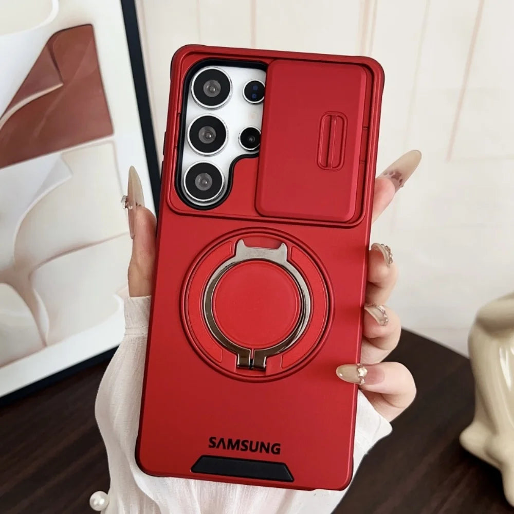 Military Armor Slide Camera Protection Magnetic Bracket Case Samsung S26 S25 FE S24 S23 S25 Ultra S22 Plus S21 A56 A36 A16 Cover