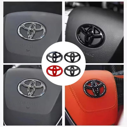 3D ABS Toyota Logo Car Emblem Steering Wheel Sticker For Toyota Hilux Prius Avensis Auris Verso Corolla Camry Auto Accessories