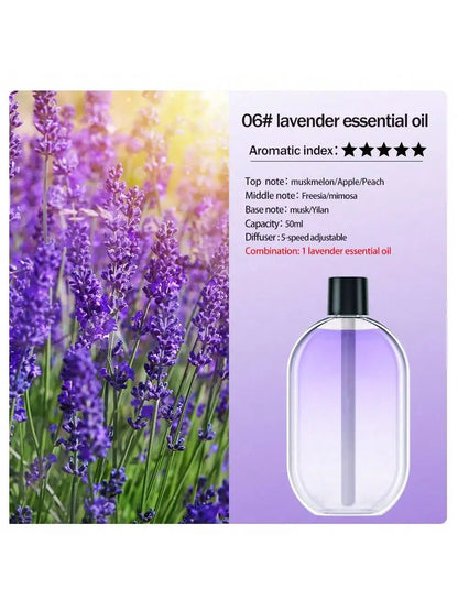 Rechargeable portable aromatherapy diffuser diffuser machine, aromatherapy essential oil, refreshing agent, deodorizer, 5-speed