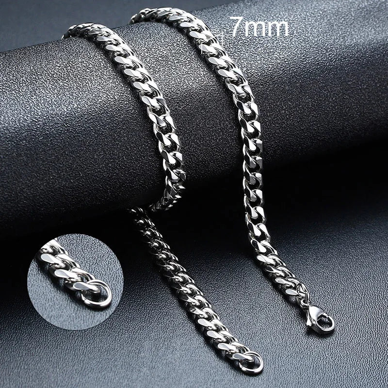 Vnox Stainless Steel Cuban Chain Necklace – Waterproof Unisex Miami Curb Link