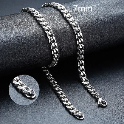 Vnox Stainless Steel Cuban Chain Necklace – Waterproof Unisex Miami Curb Link