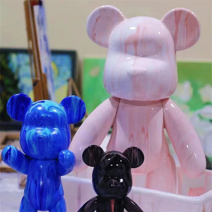 Key Rings Fluid Bear DIY Handmade Painting Violent Bear Sculpture White Mold Doll Figurine Toys Animal Bear Home Decor Ornaments
