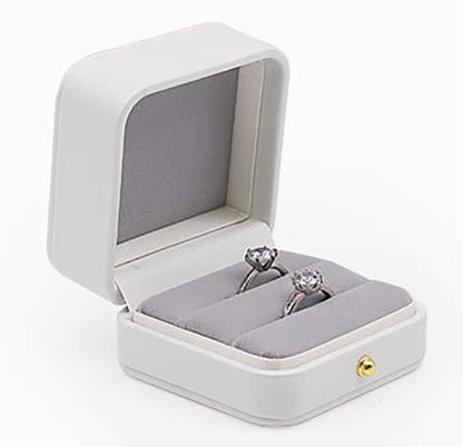 Vintage Double Slots Ring Jewelry Box – PU Leather Storage Case for Wedding, Engagement, & Gift
