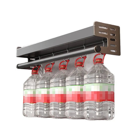 Gunmetal Space Aluminum No-Drill Wall Mounted Kitchen Storage Rack - Multi-Functional Organizer for Spice Jars and Knives