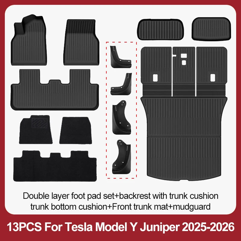 For Tesla New Model Y Juniper Premium/Performance 2025+ TPE Floor Mats Luggage Mat Wear-resistant Foot Pads ModelY Trunk Mats