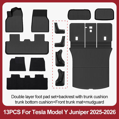 For Tesla New Model Y Juniper Premium/Performance 2025+ TPE Floor Mats Luggage Mat Wear-resistant Foot Pads ModelY Trunk Mats