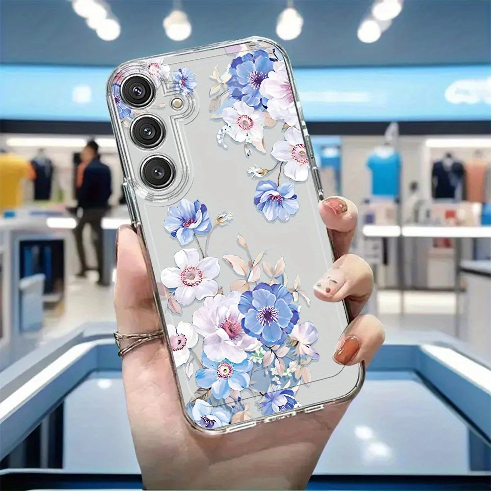Plum Flower Samsung Galaxy Case – Soft TPU Cover for S21–S26 and A Series