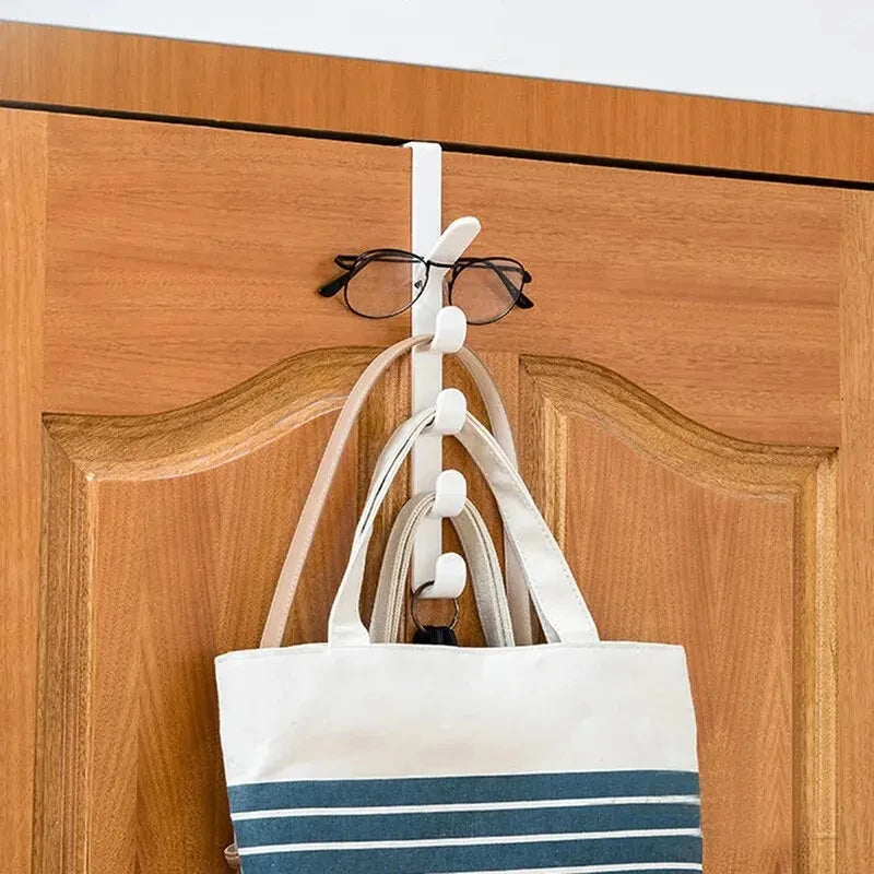 Over-the-Door 5-Hook Rack – Clothes, Bags & Hat Organizer
