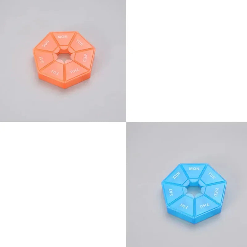 1/2/3Pcs A Week 7 Corners Pill Box Round 7 Boxes For One Week Small Pill Box Mini 7 Days Portable Points Medicine Jewelry Box